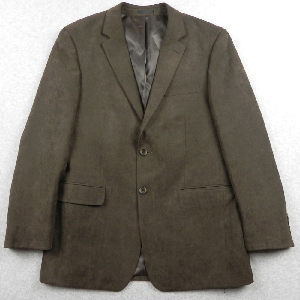 Andrew Fezza Blazer Mens 42R Baxter Faux Suede 2-Button Suit Jacket Coat Brown